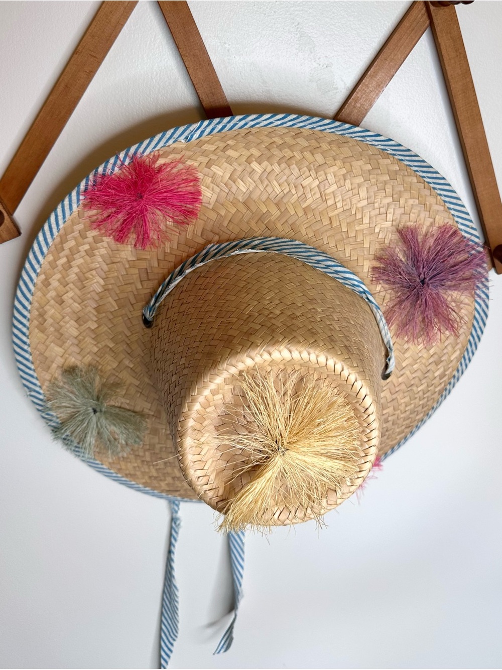 Vintage 1950s Straw Sun Hat with Raffia Details - Rare Mid-Century MCM - Picture 3 of 10